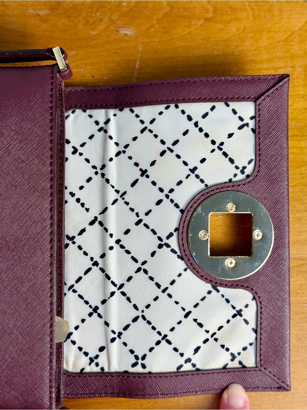 Kate Spade Plum Burgundy Saffiano Leather Crossbody - Turn Lock Gold HW - EUC - Picture 10 of 13